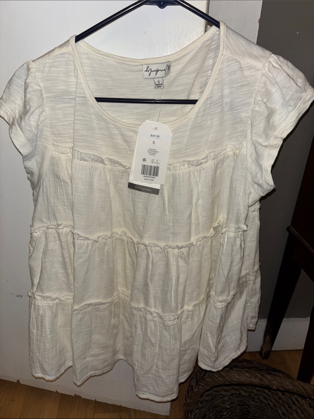 Wonderly Cream Tiered Short-Sleeve Tunic